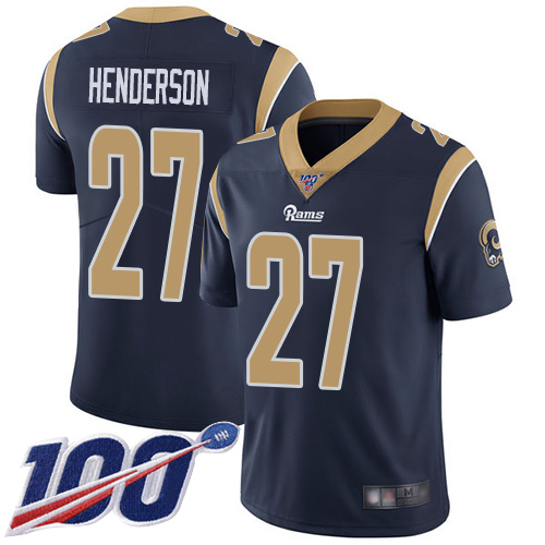 Los Angeles Rams Limited Navy Blue Men Darrell Henderson Home Jersey NFL Football #27 100th Season Vapor Untouchable
